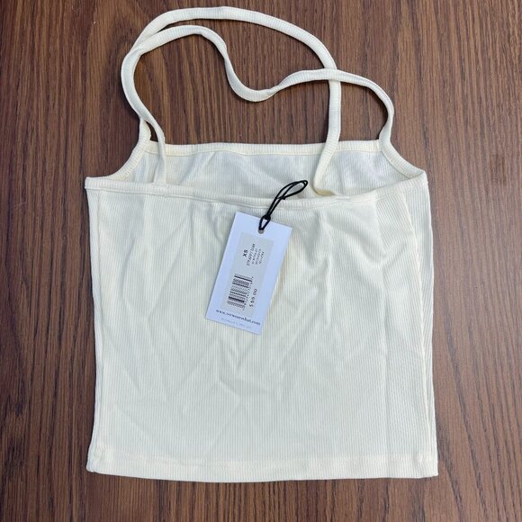 WeWoreWhat Brushed Rib Strappy Tank, Ivory, Size XS - NWT - Picture 2 of 4